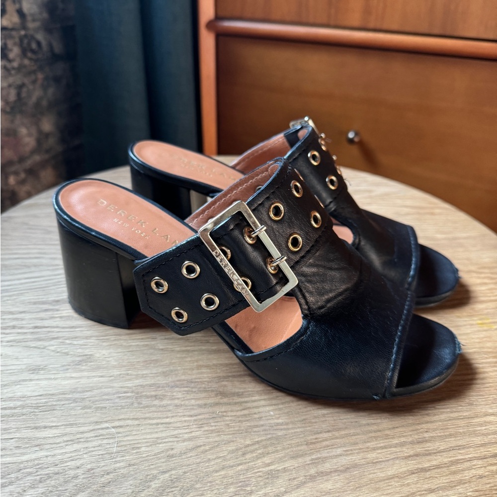 Derek Lam black leather grommet mules size 40